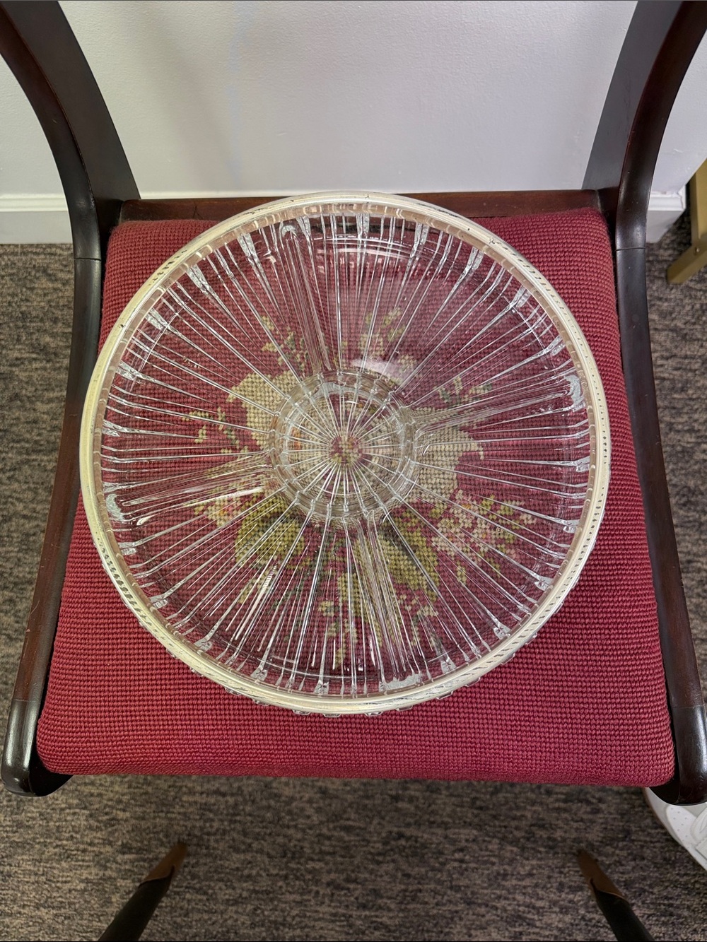 Clear Ribbed Glass Serving Platter - Round